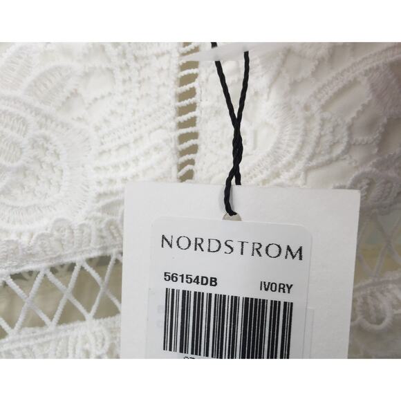 Bardot Lace Peplum Mini Dress Short Sweetheart Neck White size 10 New - Picture 9 of 11